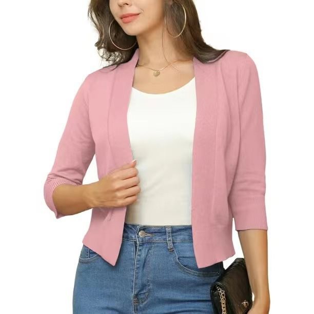 Women's Open Front 3/4 Sleeve Cardigan