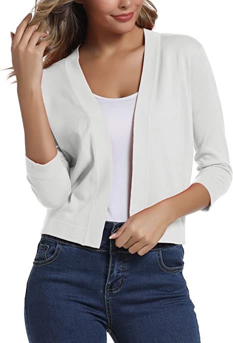 Women's Open Front 3/4 Sleeve Cardigan