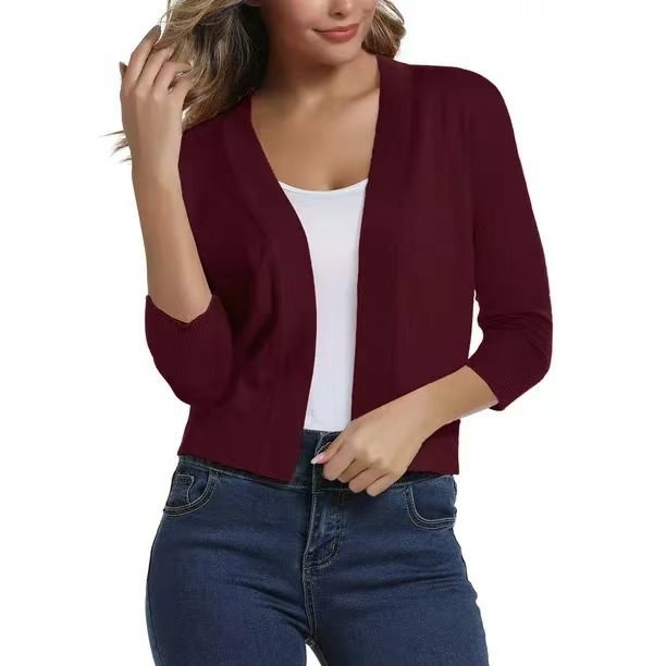 Women's Open Front 3/4 Sleeve Cardigan