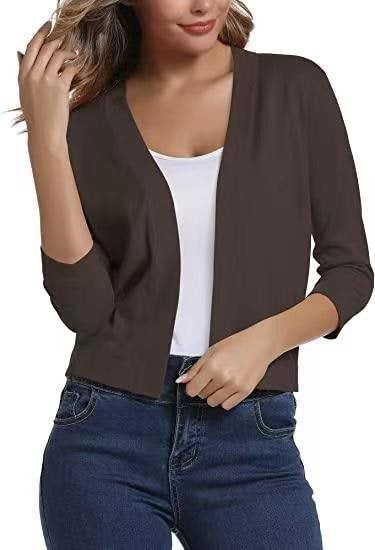 Women's Open Front 3/4 Sleeve Cardigan