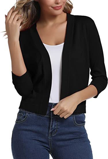 Women's Open Front 3/4 Sleeve Cardigan