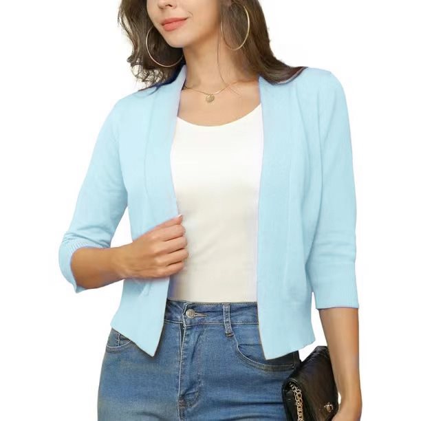 Women's Open Front 3/4 Sleeve Cardigan