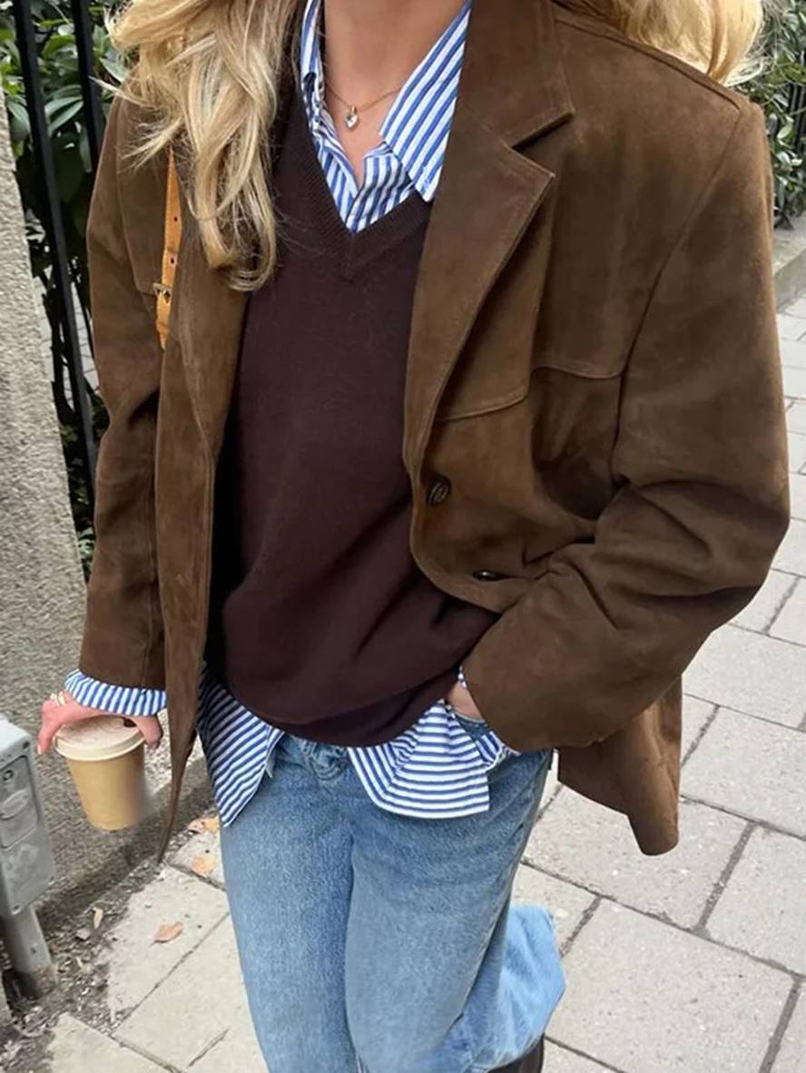Women's Tailored Button Blazer Jacket