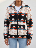 Bold Aztec Sherpa Jacket - Ivory Onyx