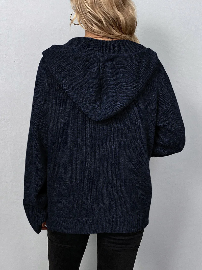 Women's Hooded Button Front Cardigan