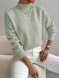 Women's Mock Turtleneck Long Sleeve Sweater - Light Green