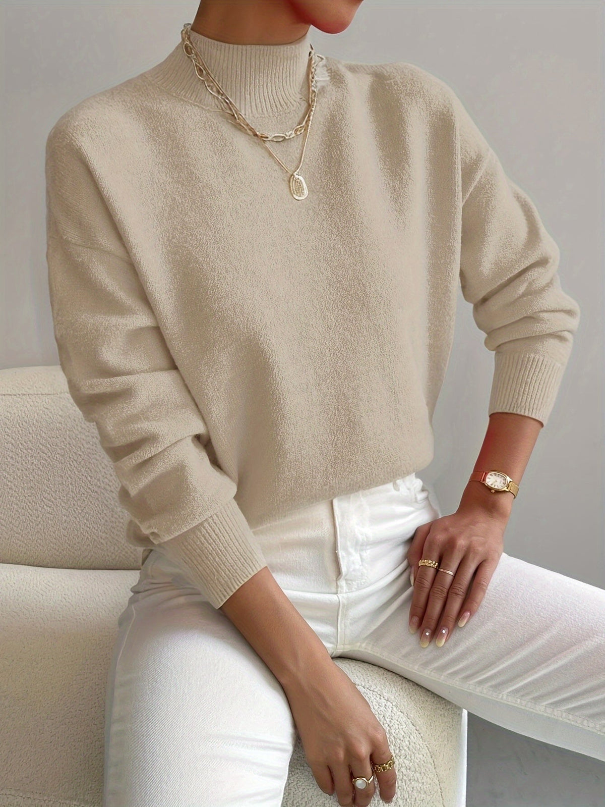 Women's Mock Turtleneck Long Sleeve Sweater