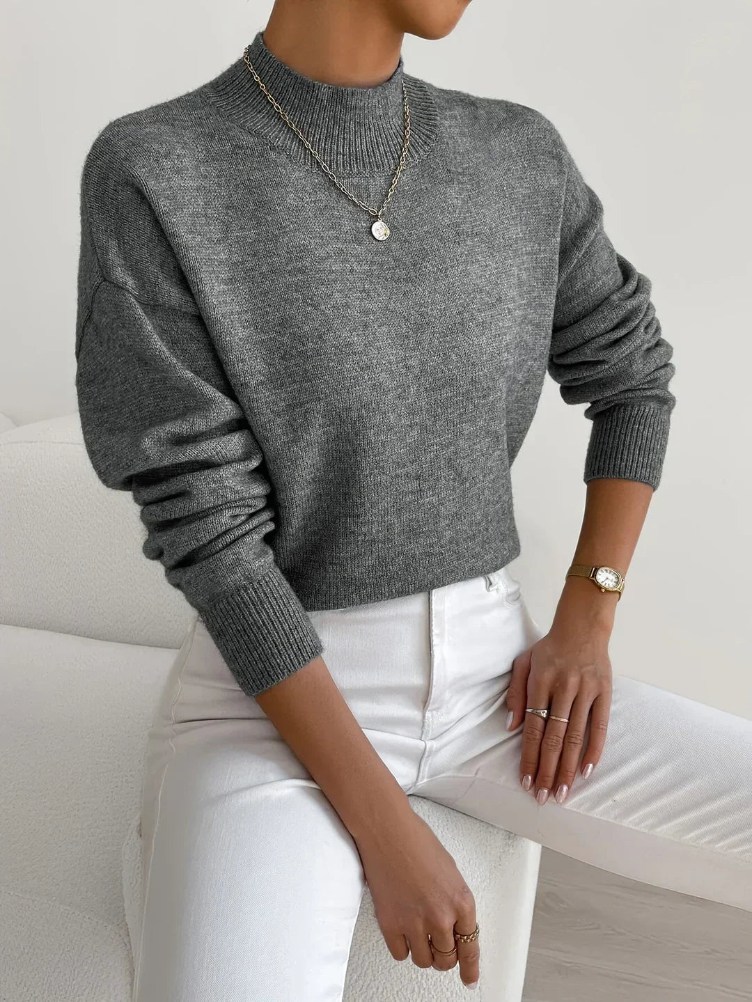 Women's Mock Turtleneck Long Sleeve Sweater