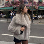 Cosima | Oversized Shawl Collar Faux Fur Coat