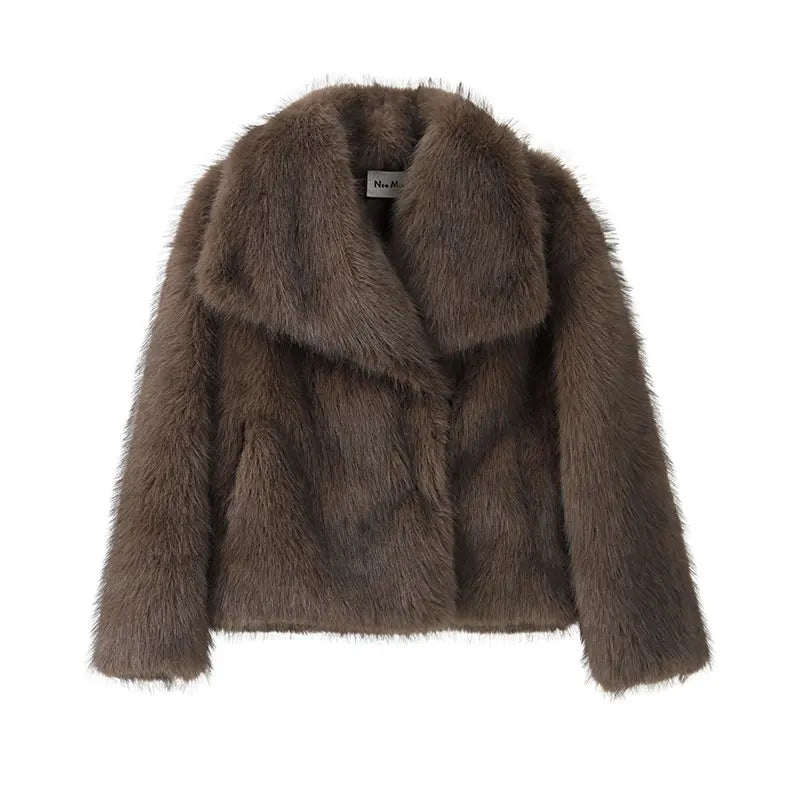 Cosima | Oversized Shawl Collar Faux Fur Coat
