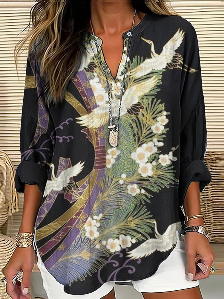 Chic Flight Print Blouse