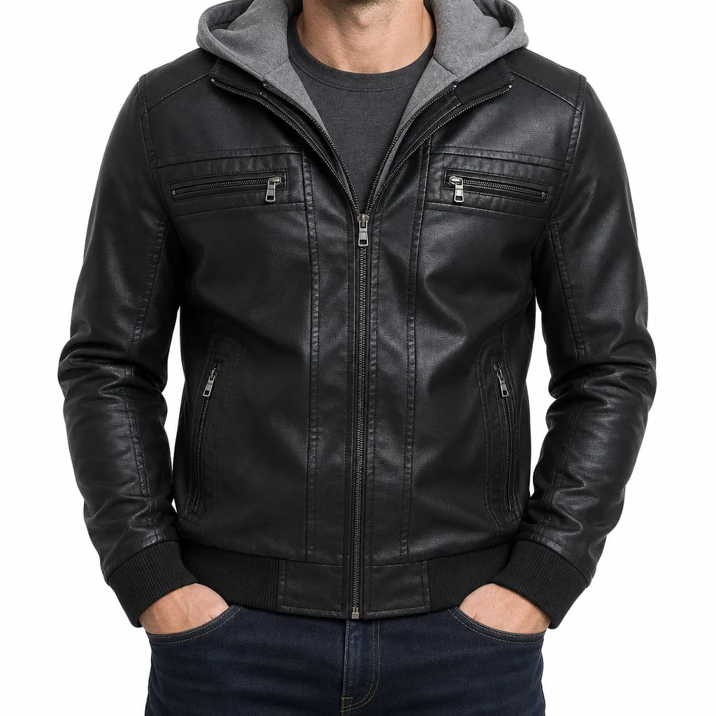Men's Leather Bomber Jacket