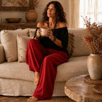 Women's Wide Leg Pants & Off-Shoulder Top Set