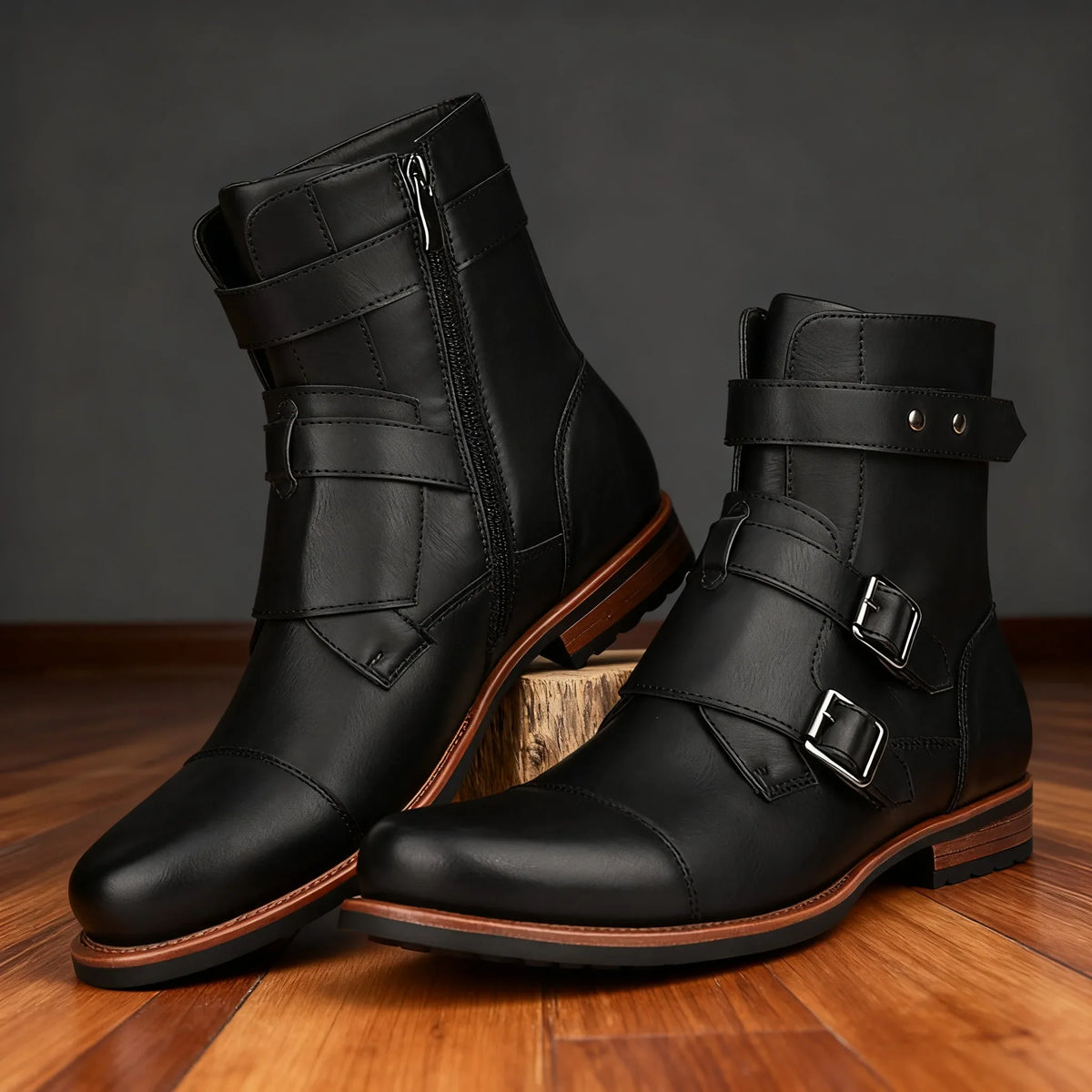 Men's Strap Moto Boots