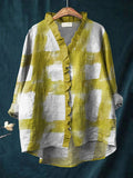 Women's Printed Ruffle Blouse - Yellow