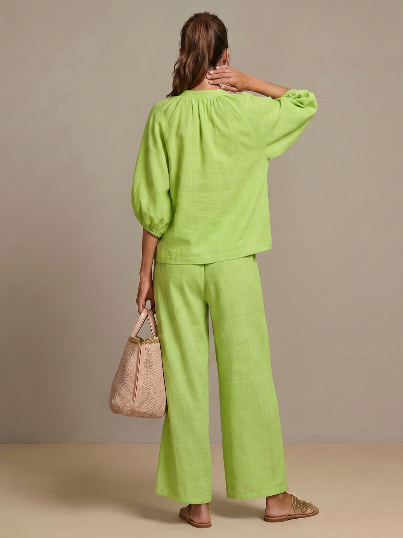 Women's Co-ord Set Wide Leg Pants & Zip Top