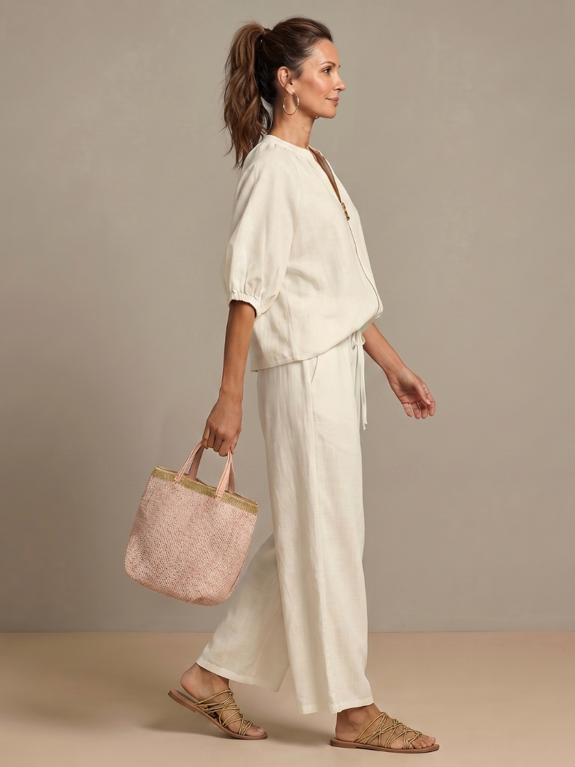Women's Co-ord Set Wide Leg Pants & Zip Top