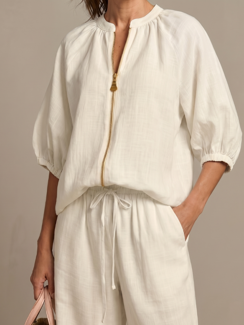 Women's Co-ord Set Wide Leg Pants & Zip Top