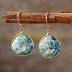 Bohemian Gold Texture Turquoise Earrings
