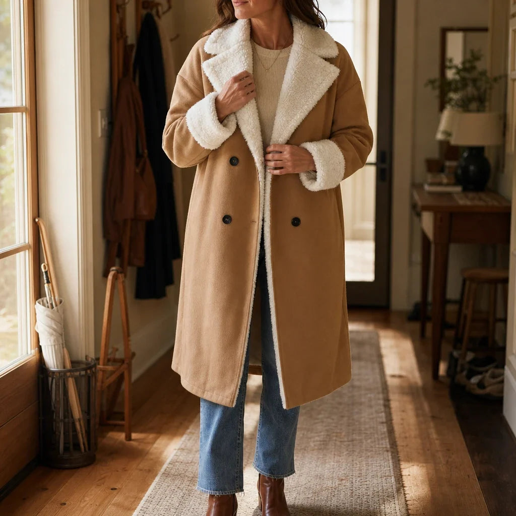 Elin | Camel Sherpa-Look Winter Coat
