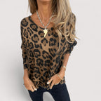 Lightweight Leopard Print Top - Brown