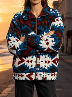 Teal Aztec Sherpa Jacket