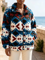 Teal Aztec Sherpa Jacket