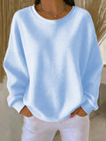 Women's Textured Round Neck Long Sleeve Sweater - Light Blue
