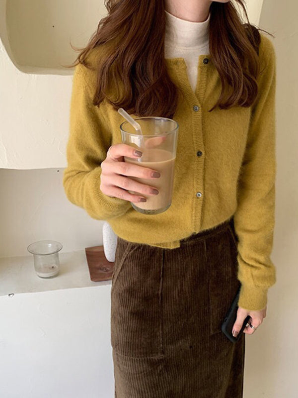 Women's V-Neck Button Cardigan