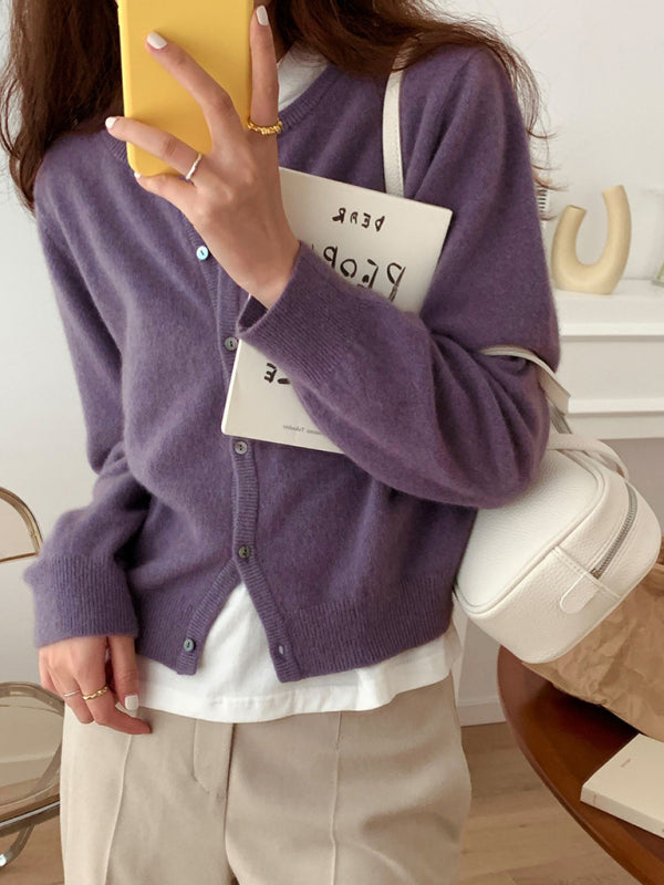 Women's V-Neck Button Cardigan