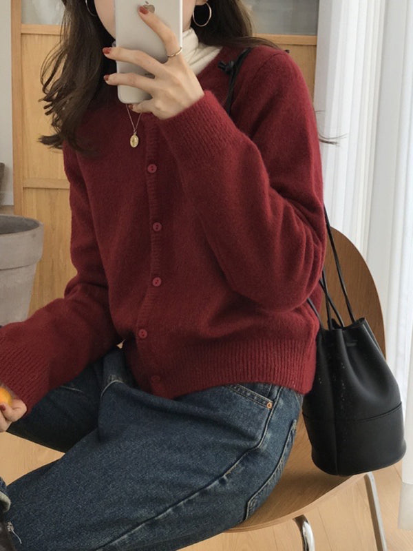 Women's V-Neck Button Cardigan