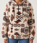 Aztec Plush Hoodie - Cream Aztec
