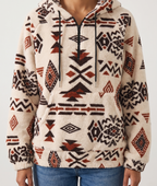 Aztec Plush Hoodie - Cream Aztec