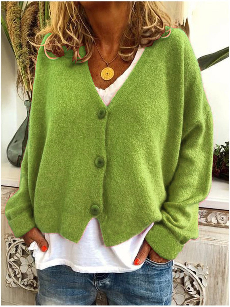 Women's Button Front V-Neck Cardigan