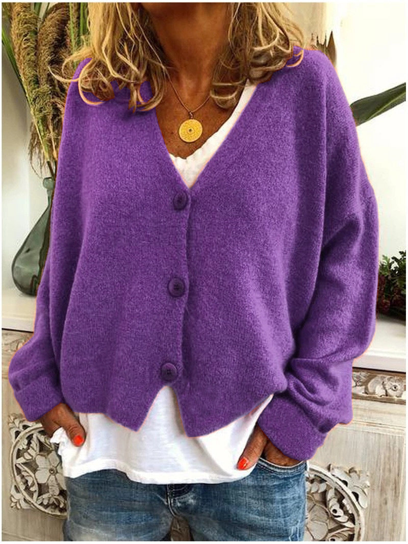 Women's Button Front V-Neck Cardigan