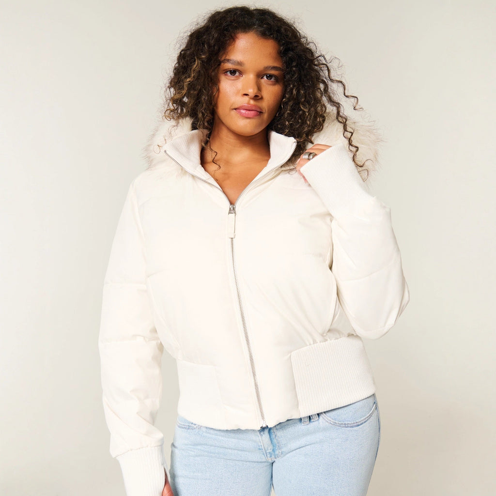 Women's Cropped Hooded Puffer Jacket