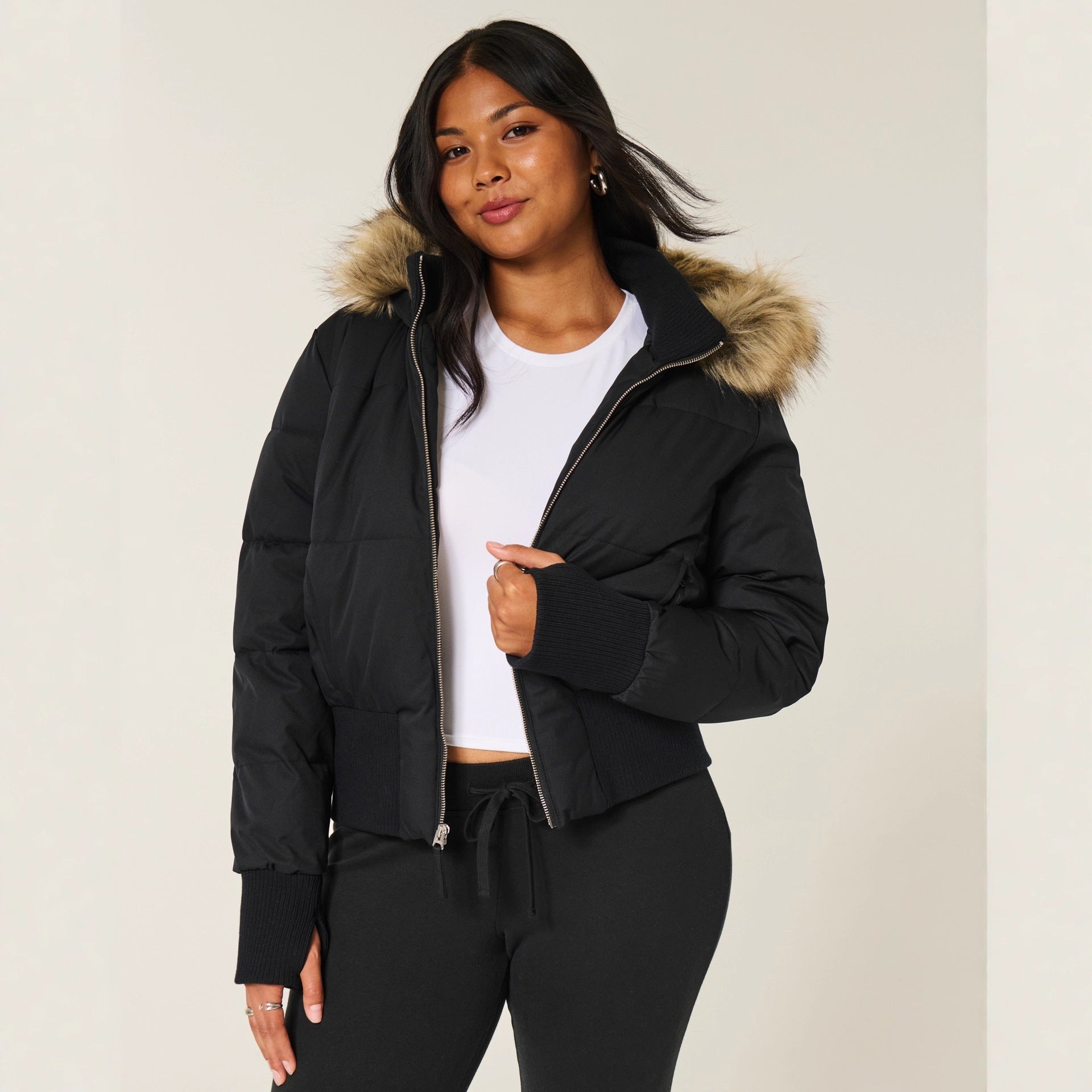 Women's Cropped Hooded Puffer Jacket