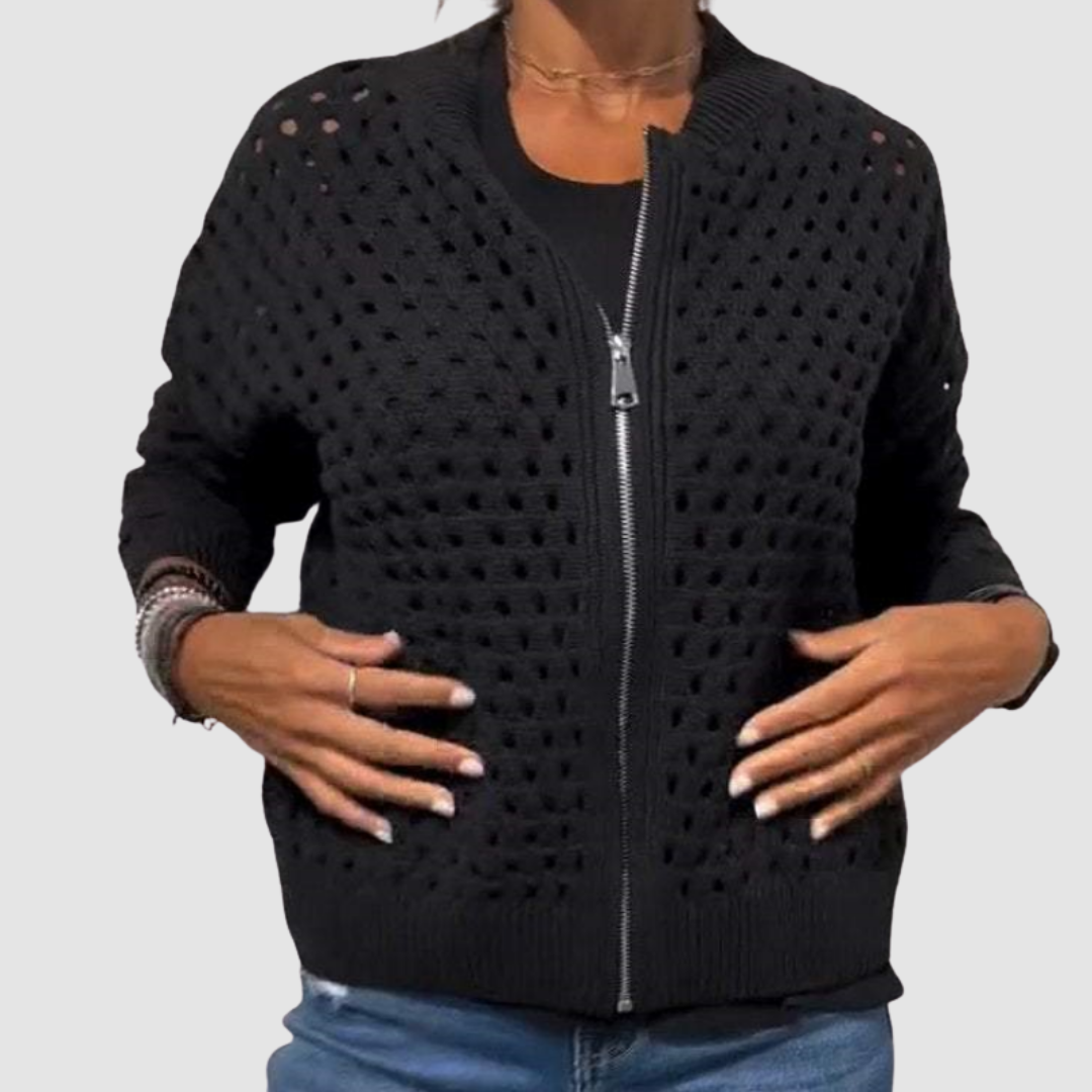 Women's Zip Front Open Knit Cardigan