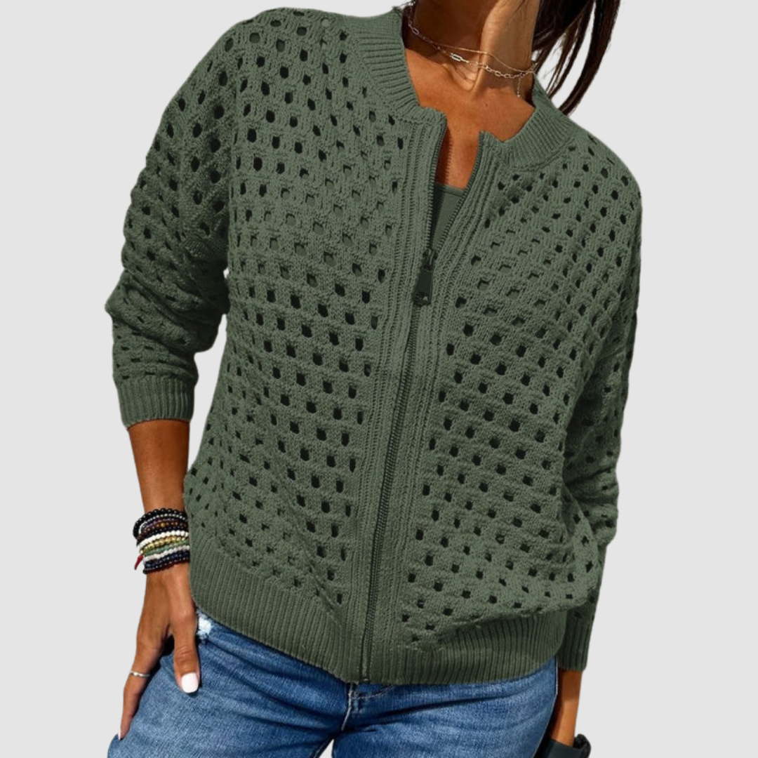 Women's Zip Front Open Knit Cardigan