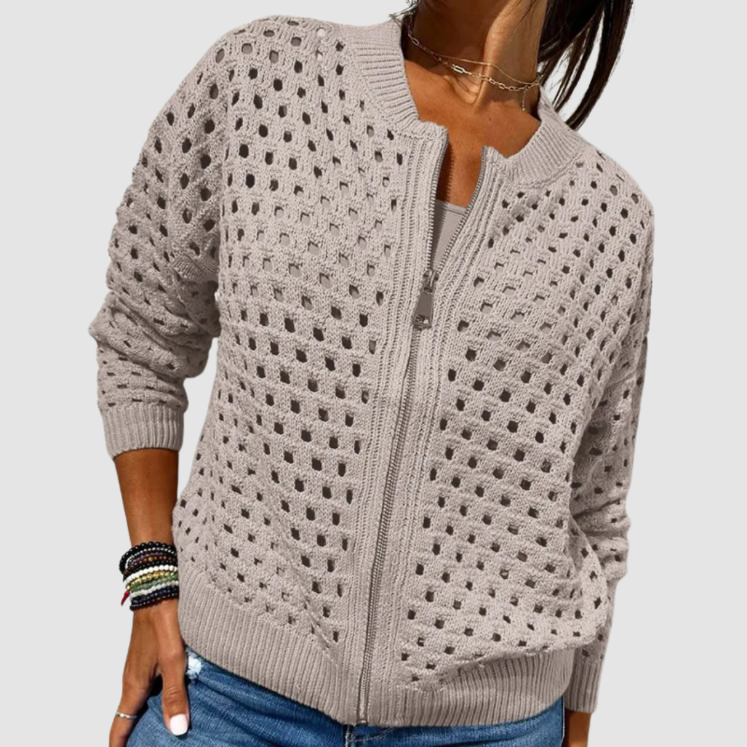 Women's Zip Front Open Knit Cardigan