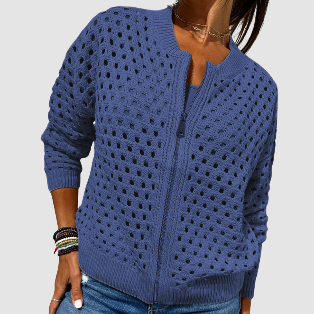 Women's Zip Front Open Knit Cardigan