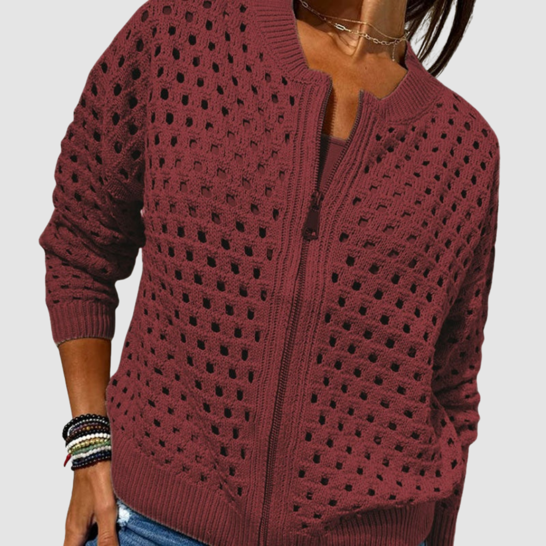 Women's Zip Front Open Knit Cardigan
