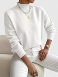 Women's Mock Neck Long Sleeve Sweater - White