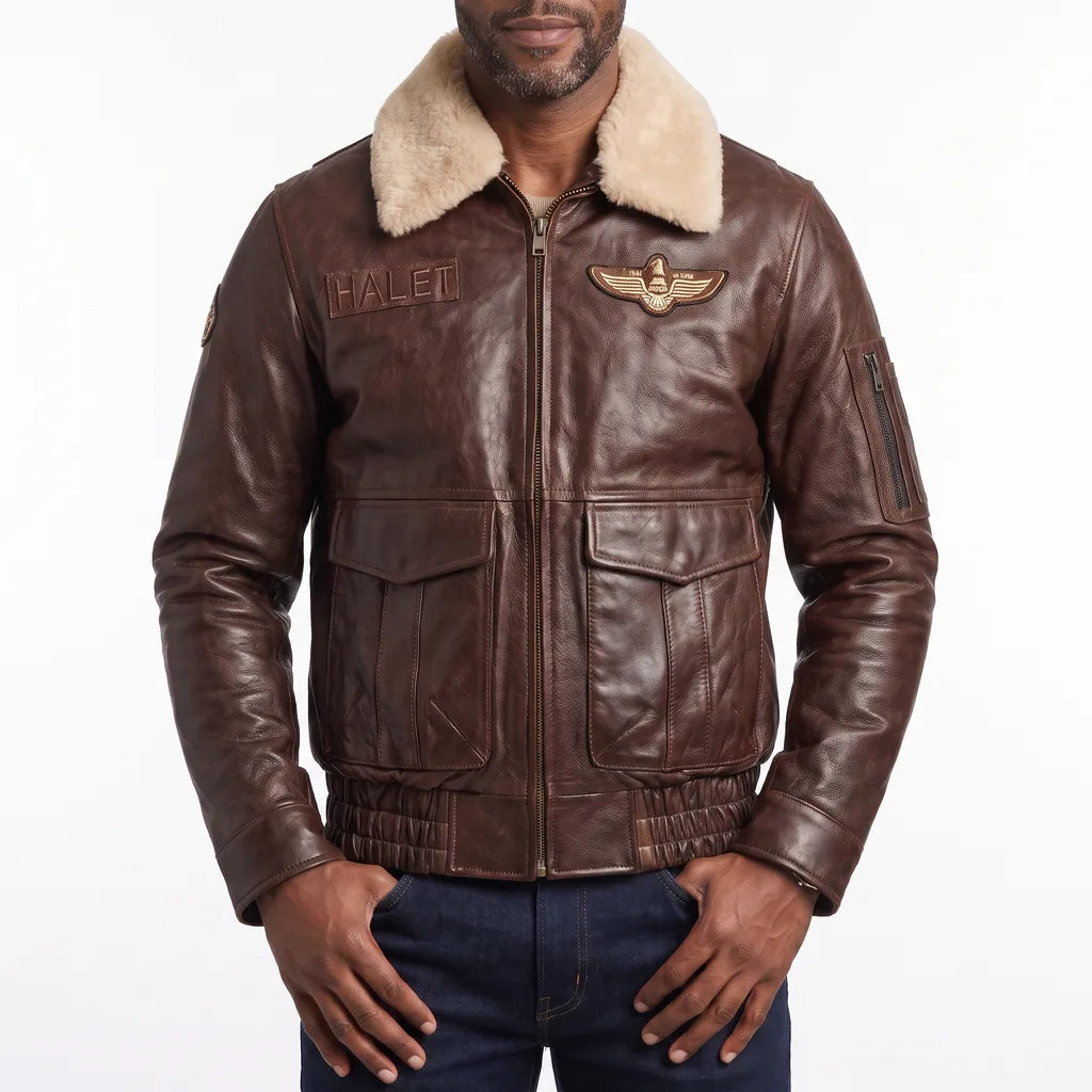 Halet | men's Leather Aviator Jacket