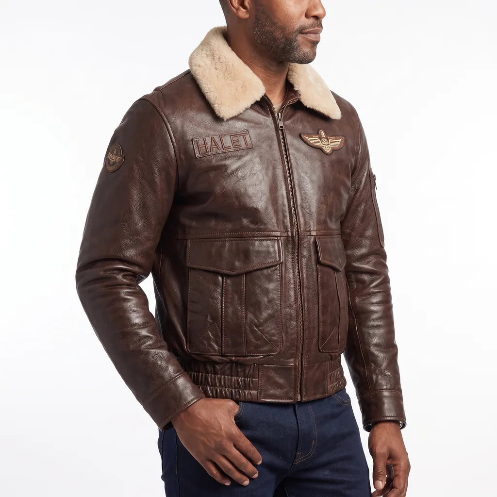 Halet | men's Leather Aviator Jacket