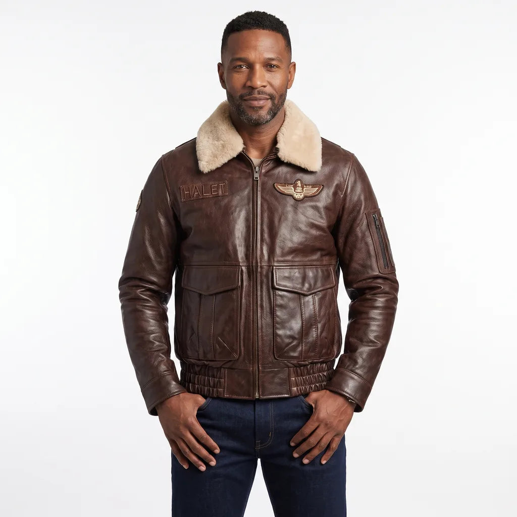 Halet | men's Leather Aviator Jacket