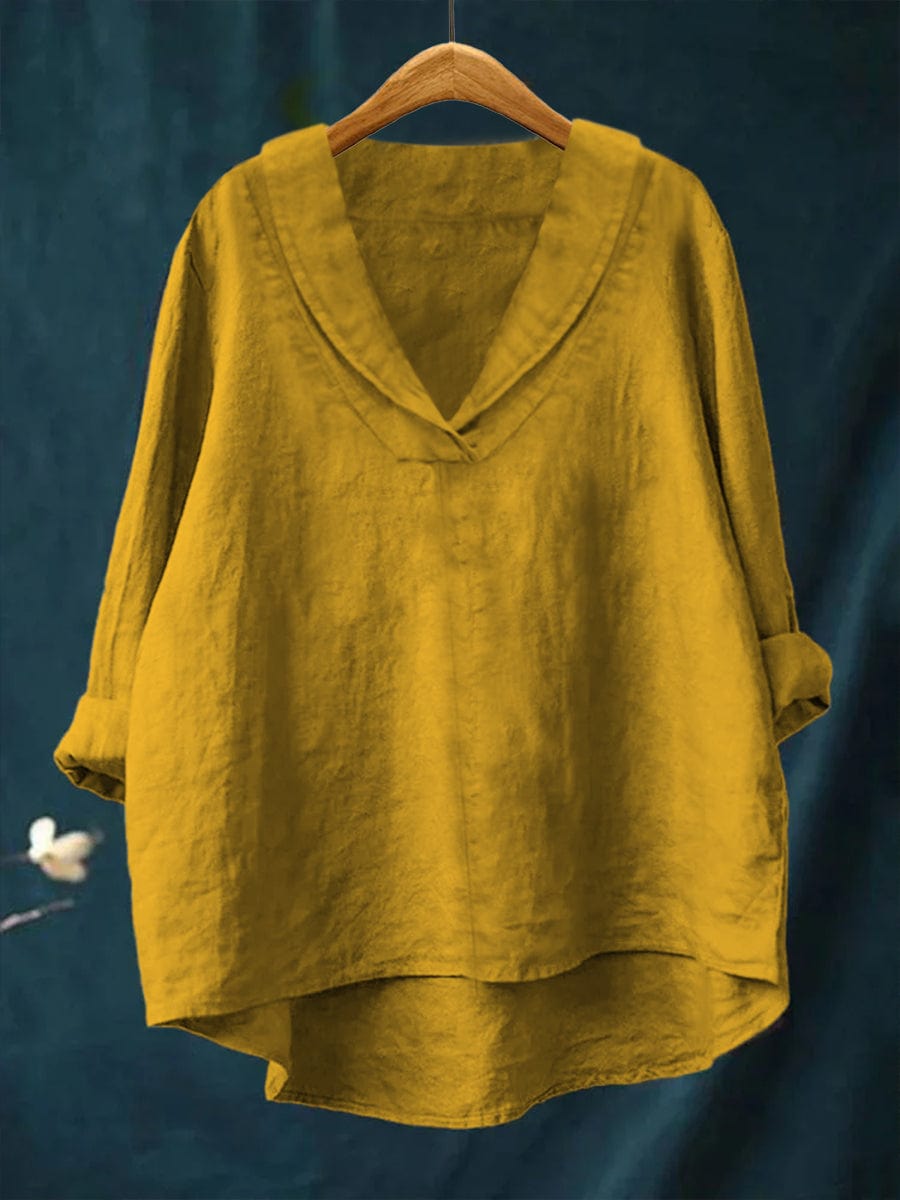 Women's Relaxed Fit V-Neck Blouse - Yellow