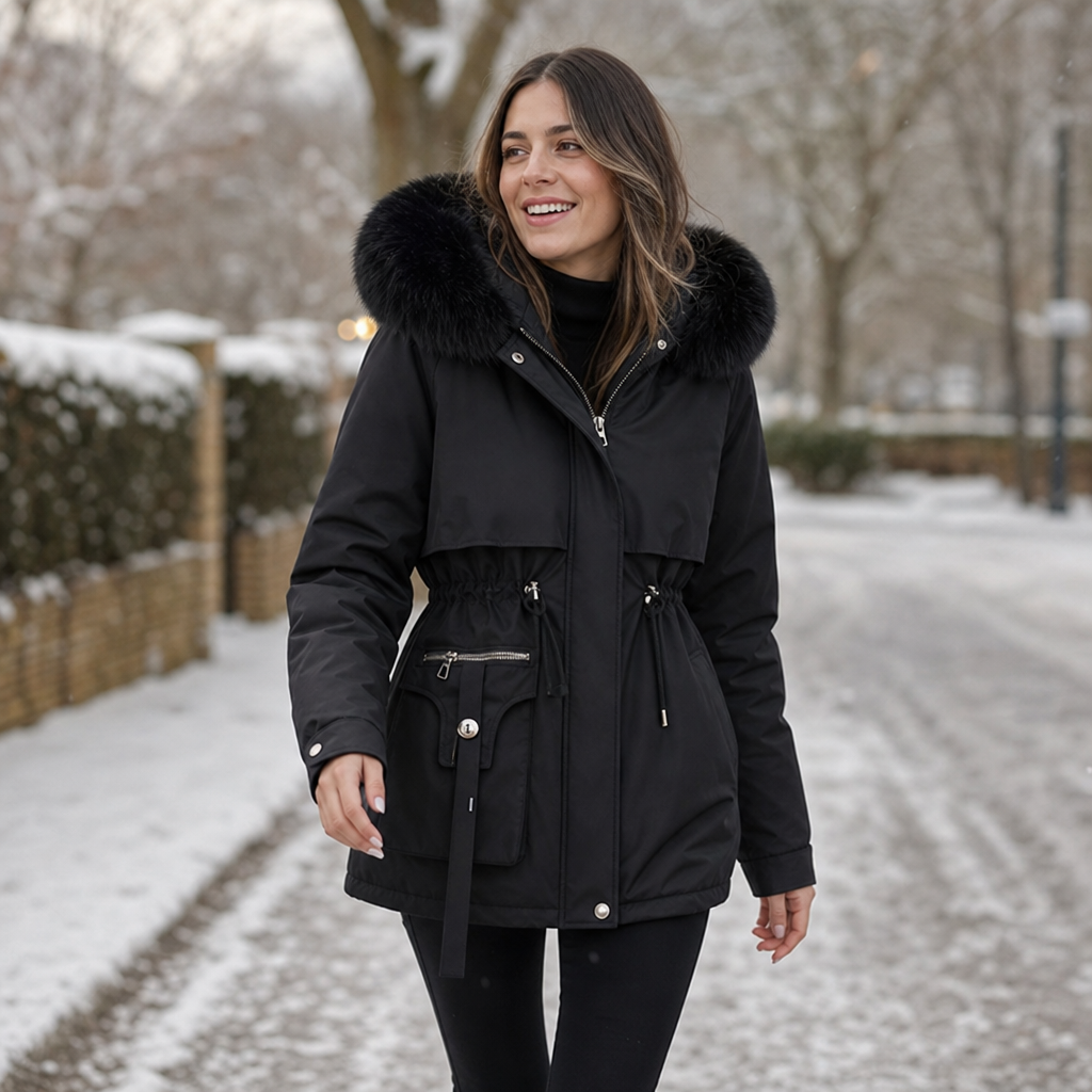 Duvella Faux Fur Hood Double-Layered Puffer Coat