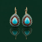 Vintage Gold Turquoise Gemstone Drop Earrings