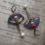Retro Earrings with Red Crystal and Pearls